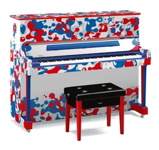 ミャクミャクなどをデザインしたストリートピアノが、ヤマハの楽器店に登場