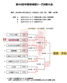 第49回 中国地域県サッカーリーグ決勝大会決勝戦進出決定
